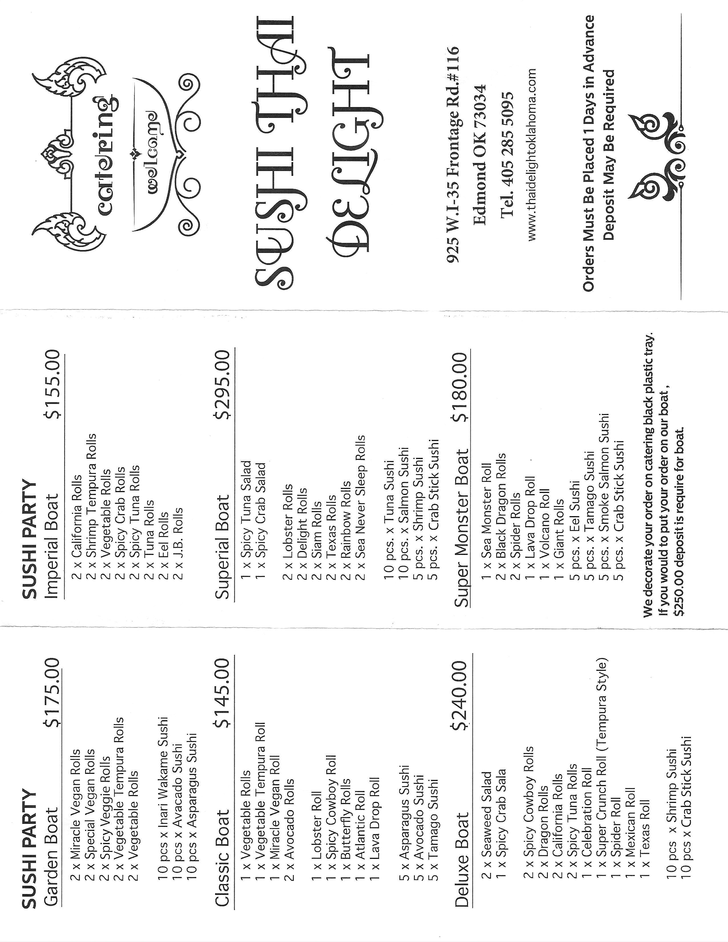 Catering Menu P1 - Sushi Thai Delight I-35 Location (Edmond)
