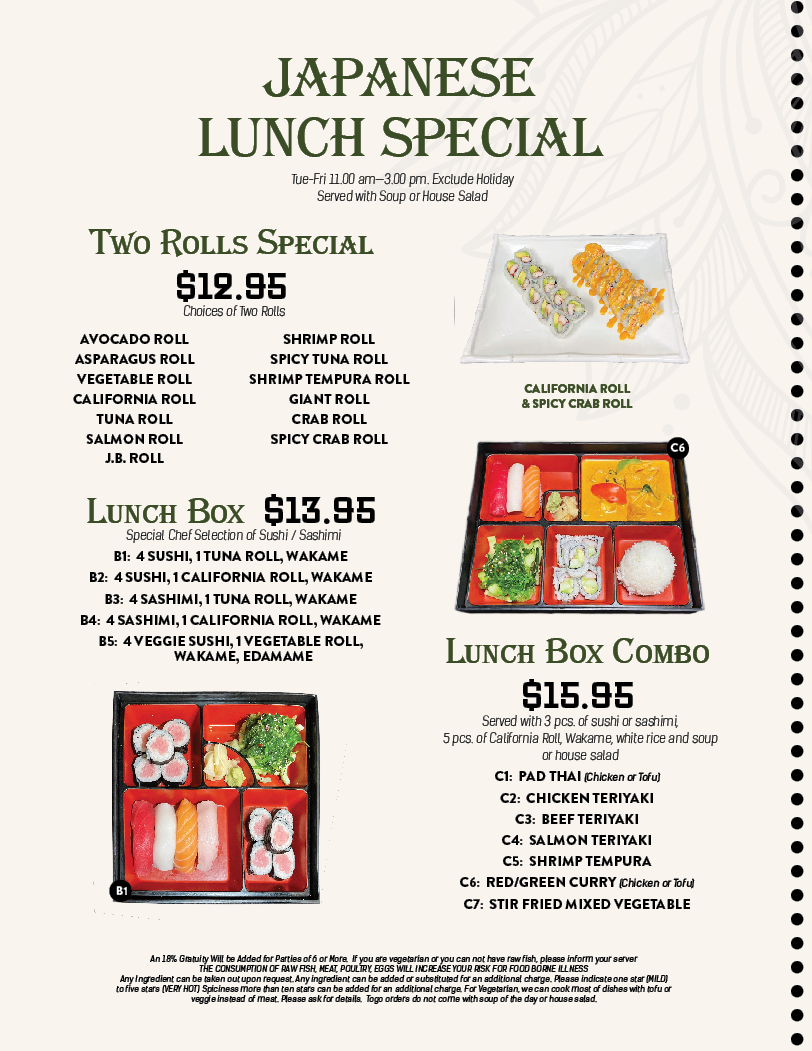 Main Menu P1 - Sushi Thai Delight I-35 Location (Edmond)